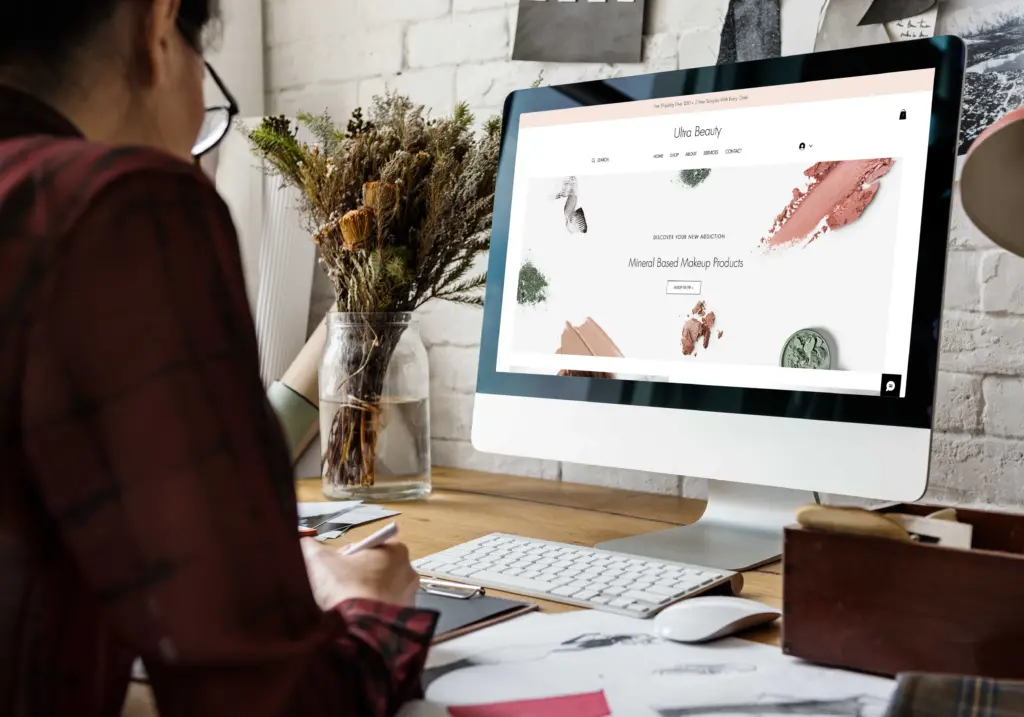 web designer creating beauty website